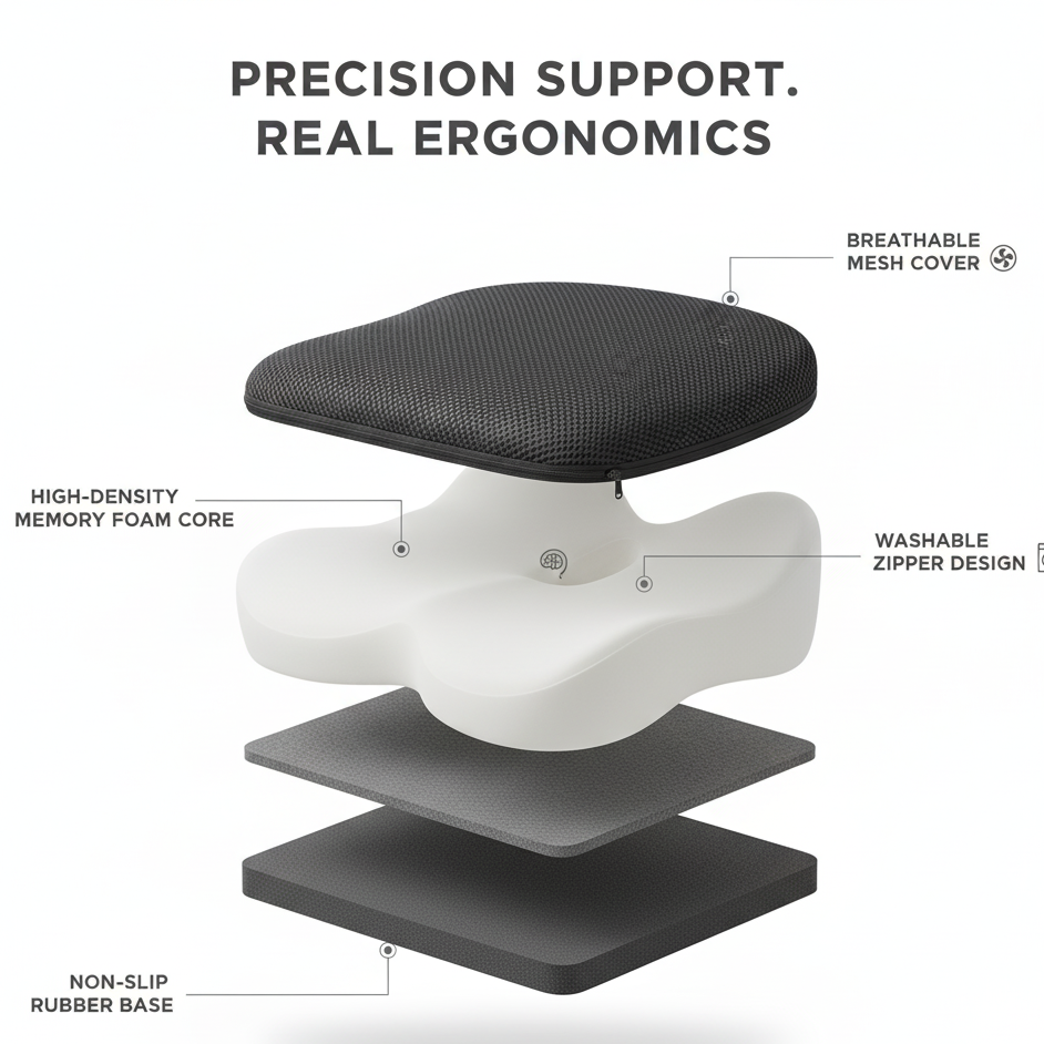 Ovani™ Ergonomic Memory Foam Seat Cushion